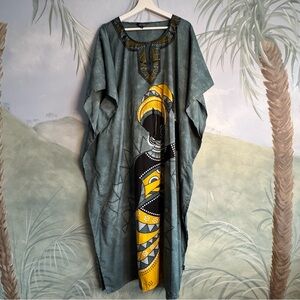 Shore Drive green and Yellow Kaftan Dress, Free size